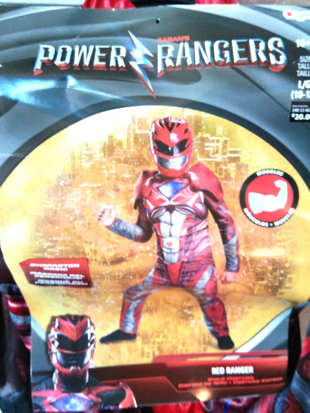 Halloween Costume Red Power Ranger Disguise Saban's Size Large (10-12), Mask NEW
